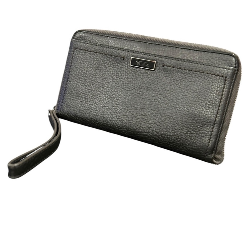 Tumi gray Textured Leather Wristlet